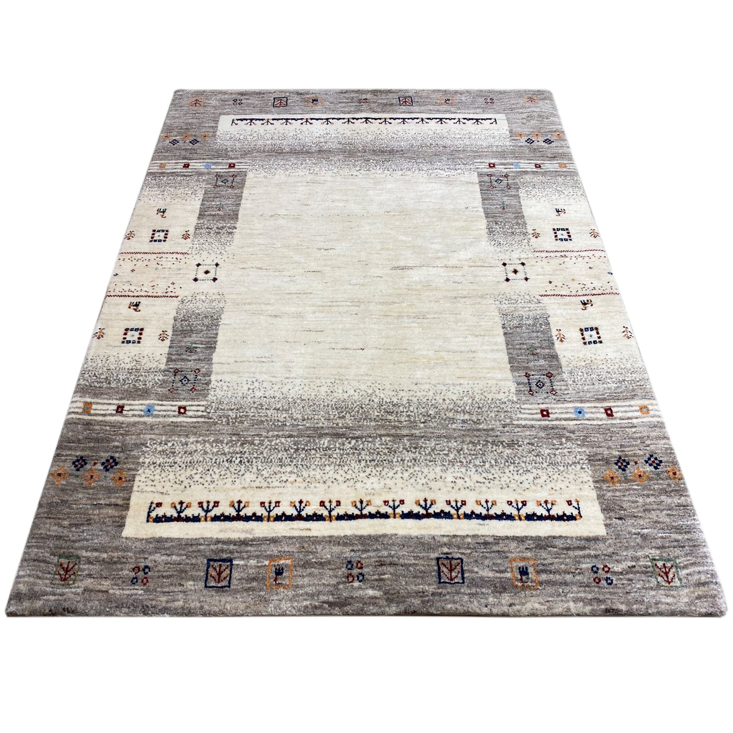 Gabbeh Teppich Beige/Grau 197x145 cm - German Carpet Shop