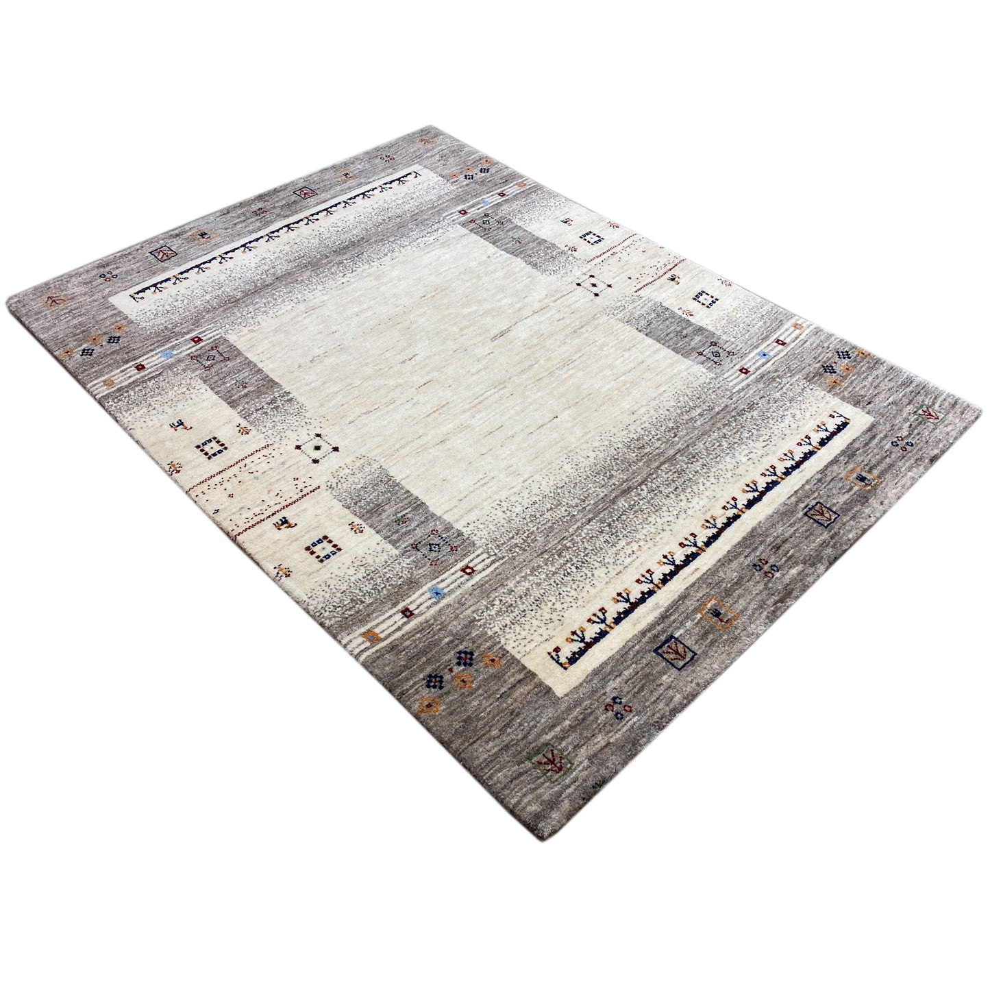 Gabbeh Teppich Beige/Grau 197x145 cm - German Carpet Shop