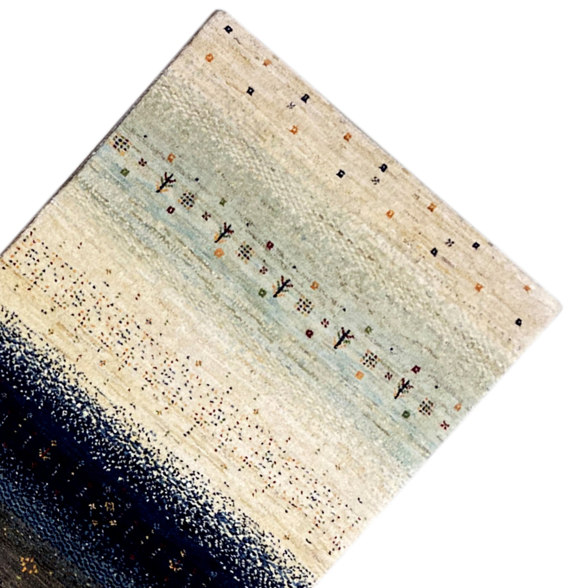 Blauer Gabbeh Teppich Läufer 197x78 cm - German Carpet Shop