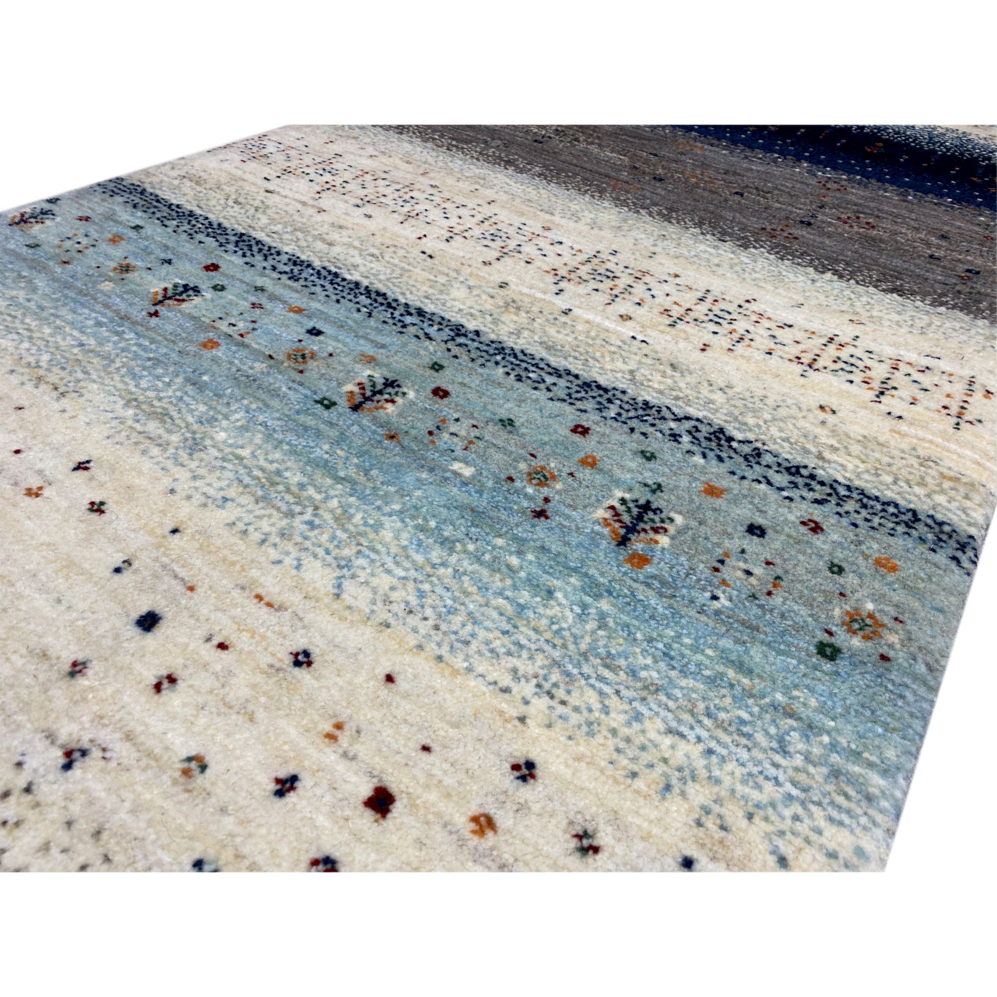 Blauer Gabbeh Teppich Läufer 190x80 cm - German Carpet Shop