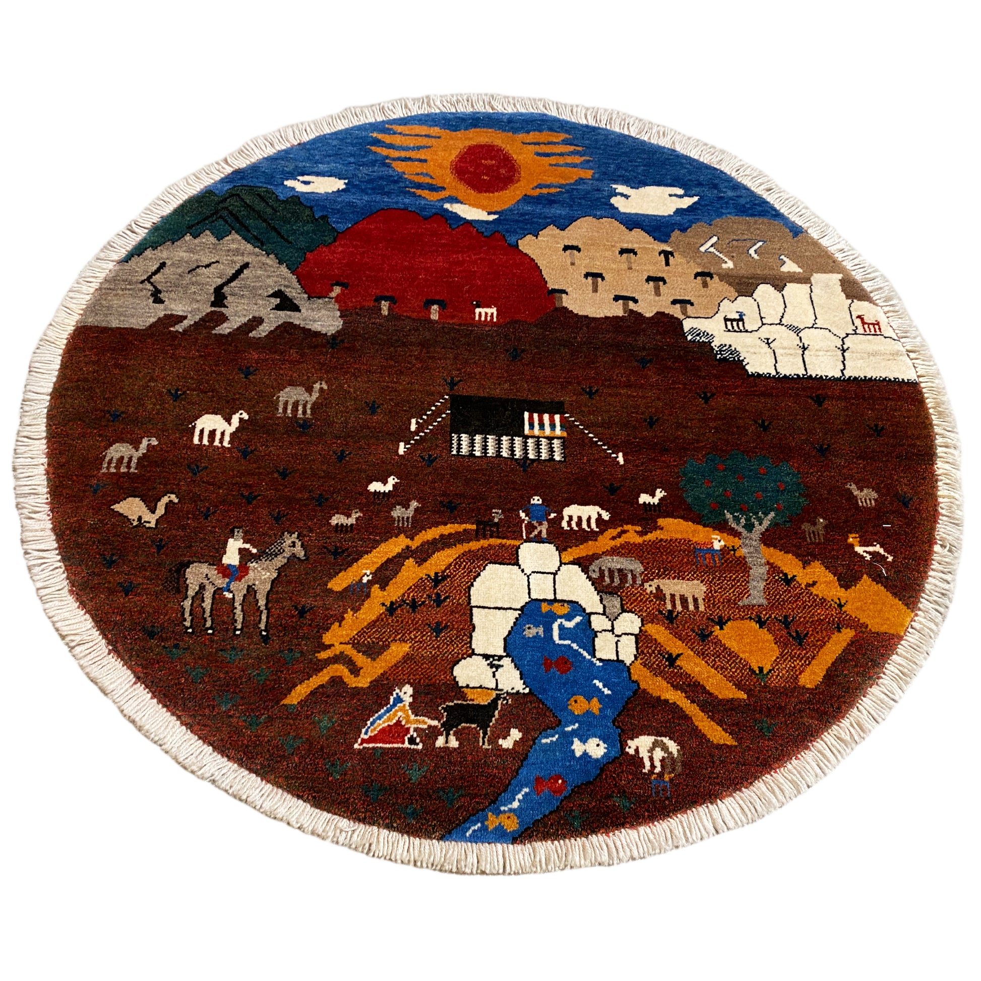 Gabbeh Teppich Braun, 107x107 cm - German Carpet Shop