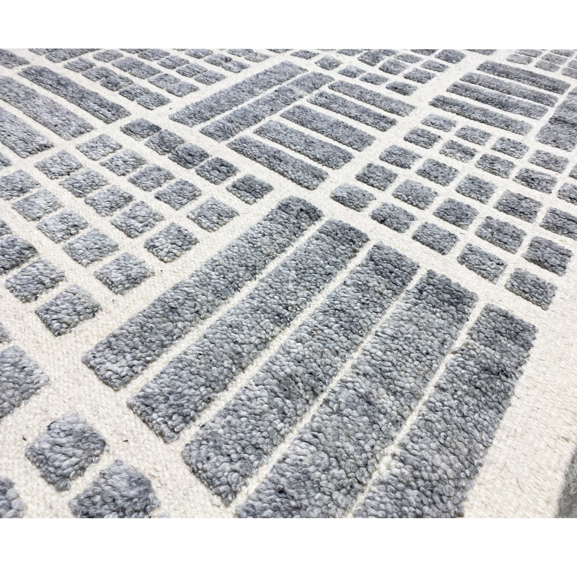 Grauer Berber-Wollteppich, 256x160 cm - Geometrisches Muster - German Carpet Shop