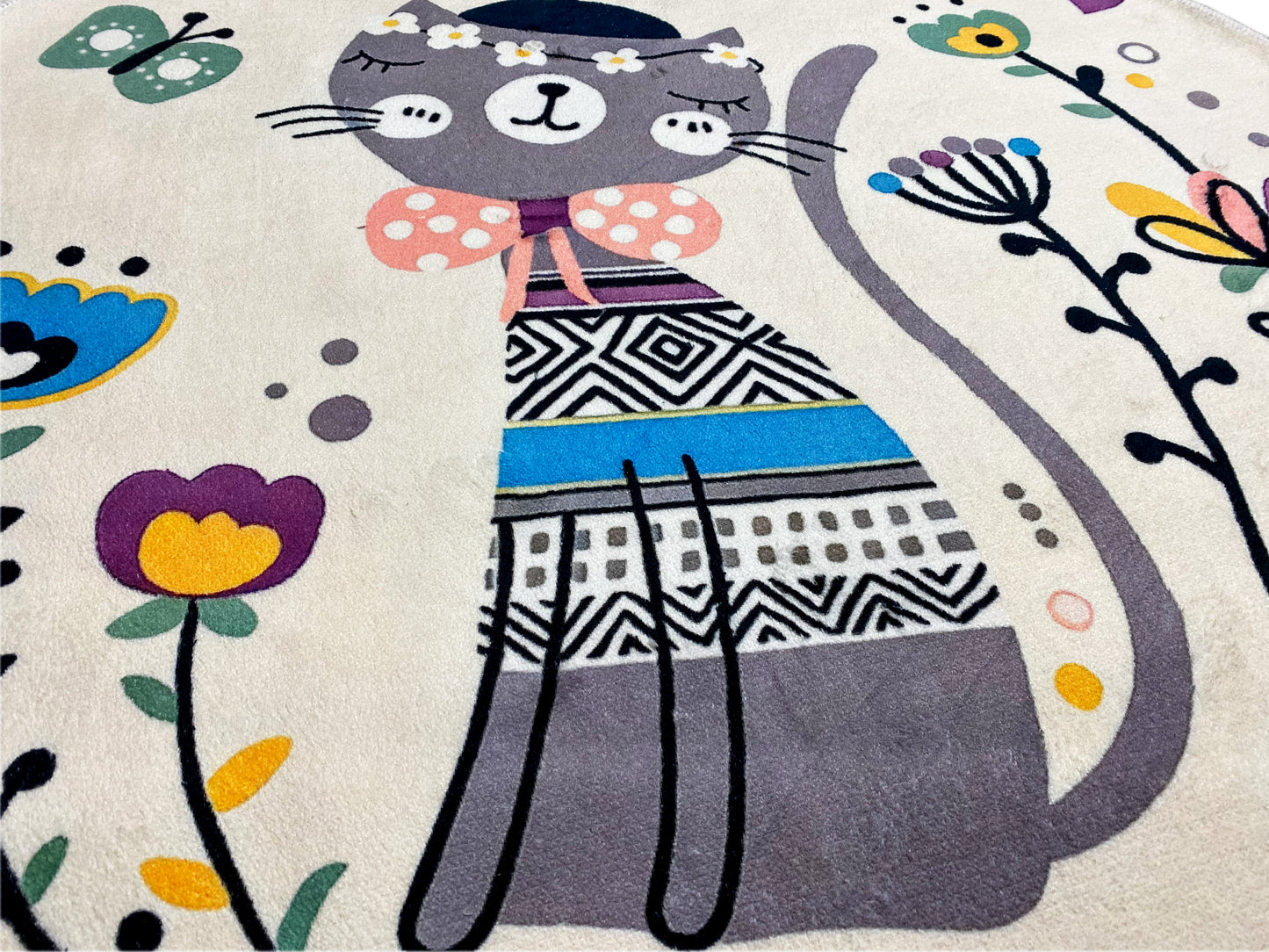Rond kinderkleed Kat, wit, 120 cm