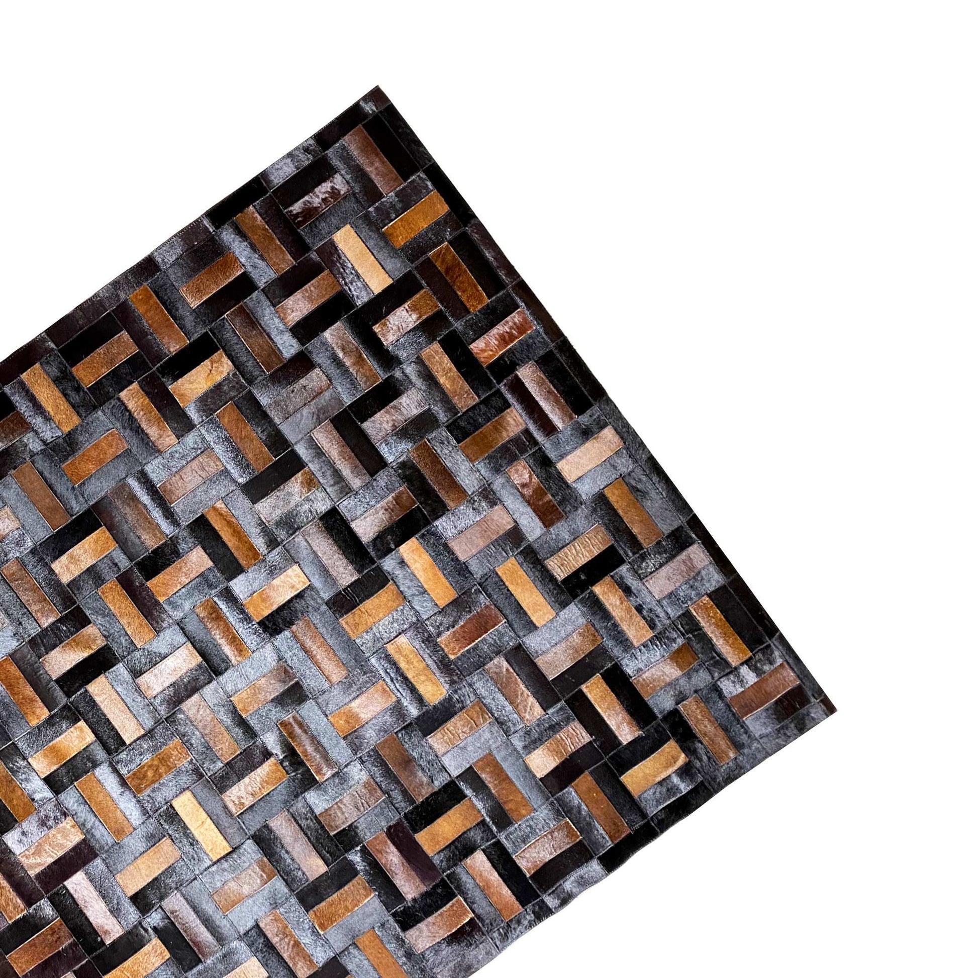 Handgefertigter Kalbsleder-Teppich – 249x160 cm – Modernes Geometrisches Muster - German Carpet Shop