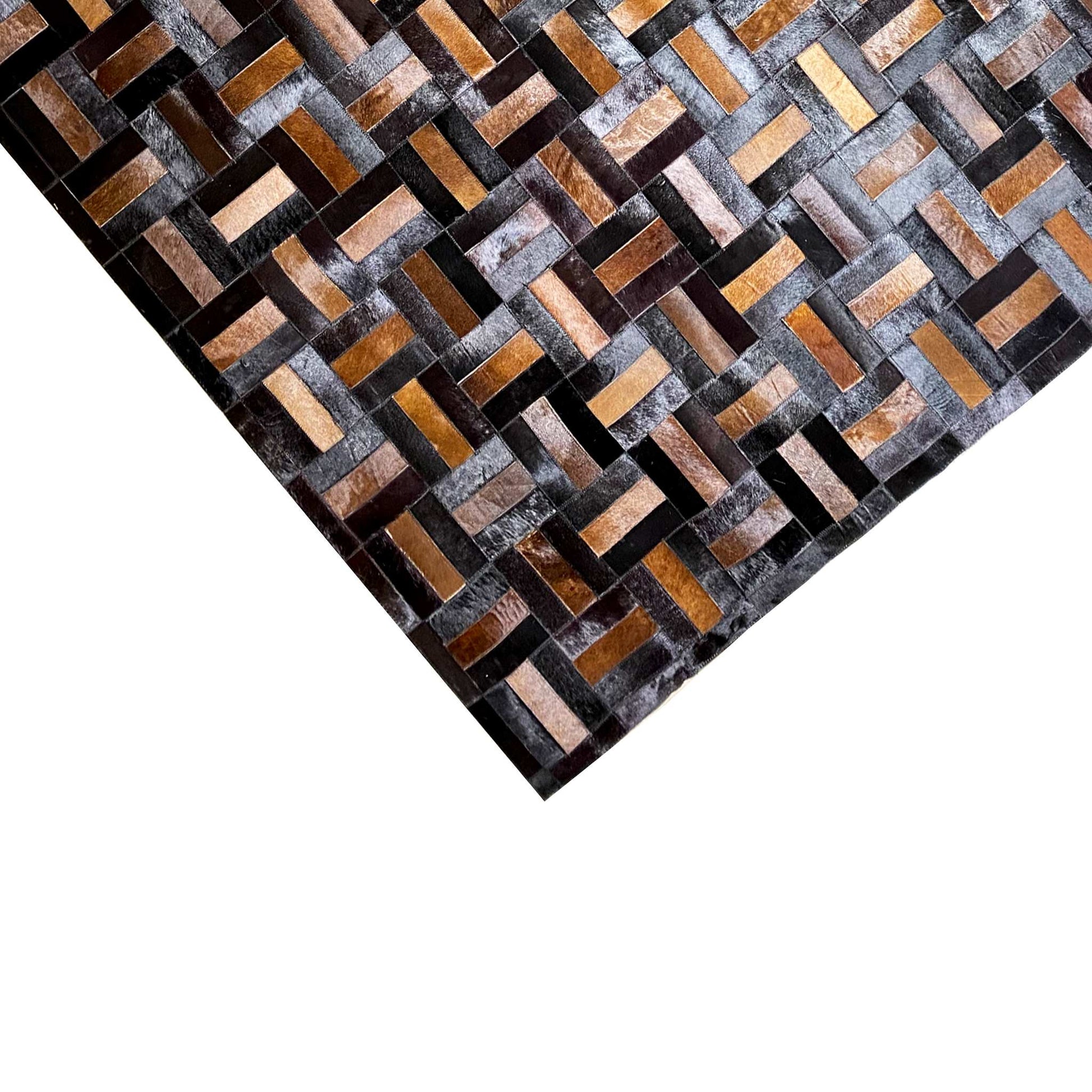 Handgefertigter Kalbsleder-Teppich – 249x160 cm – Modernes Geometrisches Muster - German Carpet Shop