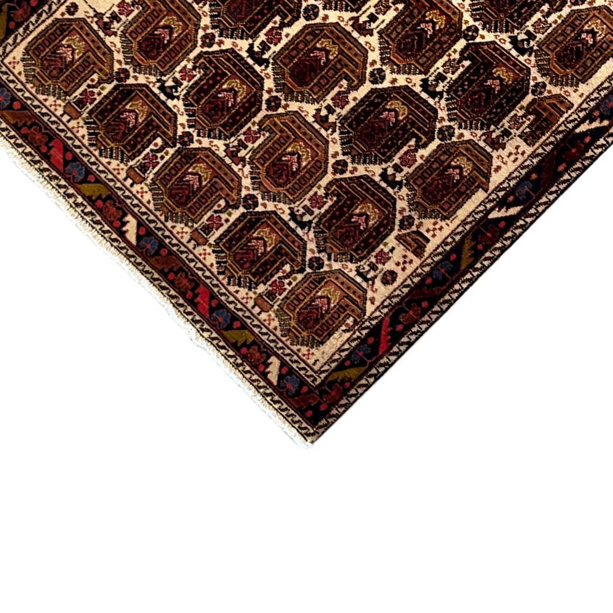 Shahre Babak-tapijt (154x105 cm), diagonale weergave met medaillonpatroon en boord