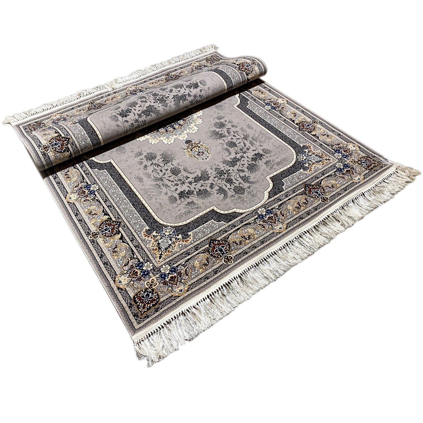 Traditioneller Teppich Medaillon Grau Creme 160x230 Wohnzimmer