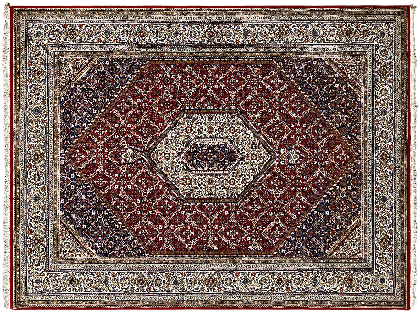 Premium Bidjar Wollteppich rot-creme, 243x171 cm für stilvolle Wohnräume