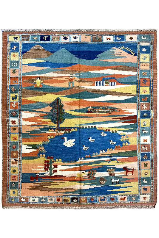 Kilim Qashqai  - 800607 (205x157 cm) - Premium Kelim from German Carpet Shop - Just €459! Shop now at German Carpet Shop