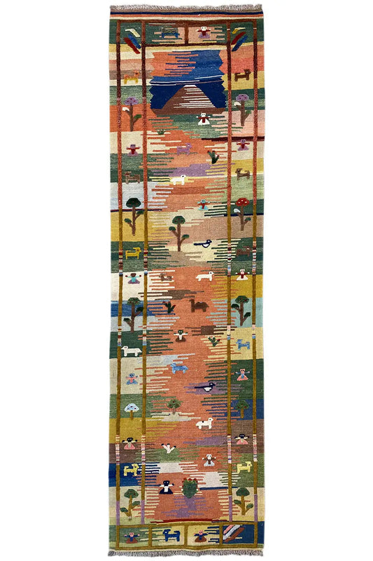 Kilim Qashqai  - 800591 (310x84 cm) - Premium Kelim from German Carpet Shop - Just €390! Shop now at German Carpet Shop