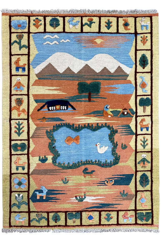 Kilim Qashqai - 804918 (139x102 cm) - Premium Kelim from German Carpet Shop - Just €249! Shop now at German Carpet Shop