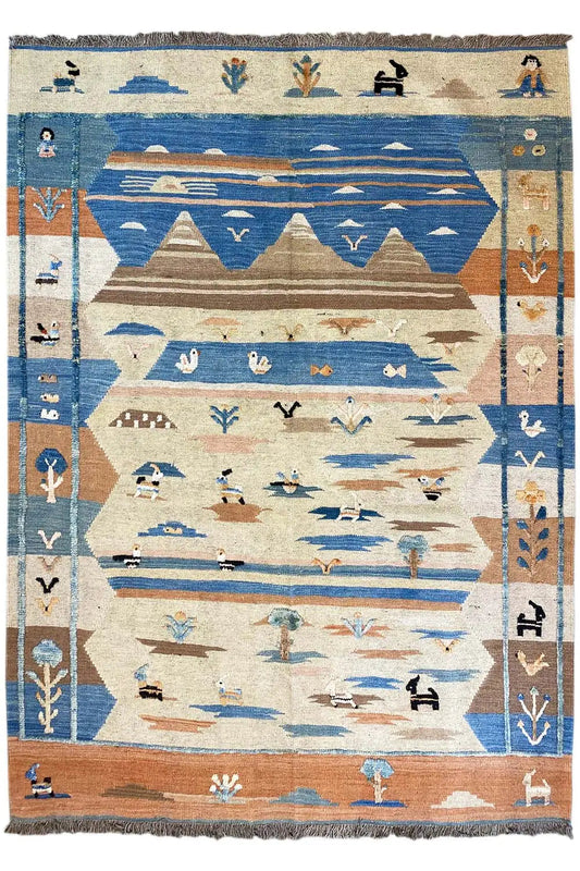 Kilim Qashqai - 804919 (200x154 cm) - Premium Kelim from German Carpet Shop - Just €429! Shop now at German Carpet Shop