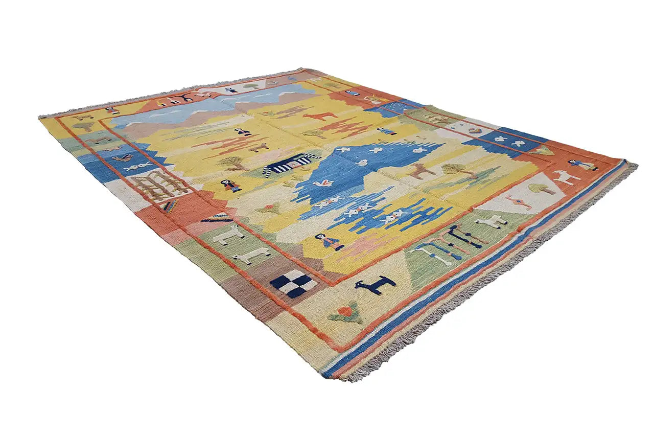 Kilim Qashqai - 800592 (193x154cm) - German Carpet Shop