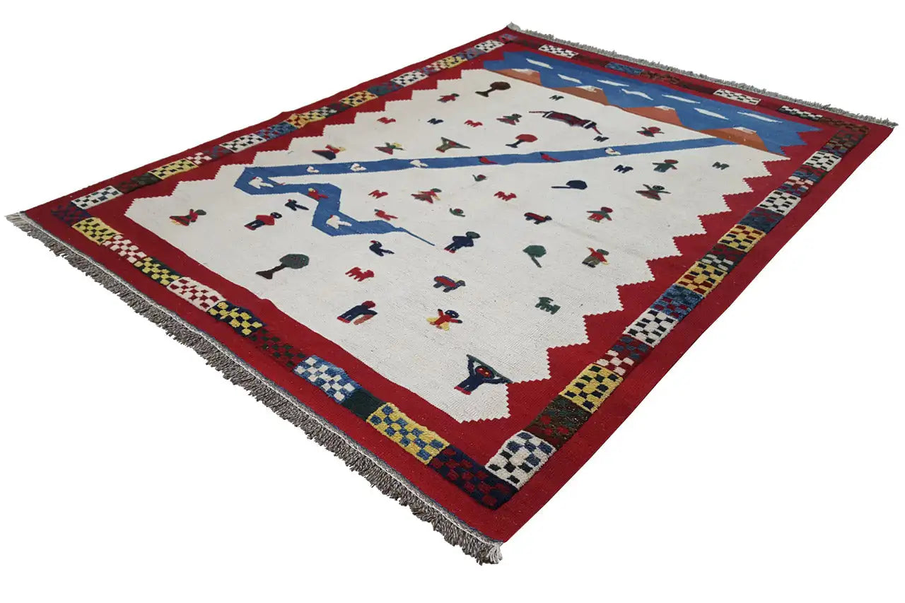 Kilim Qashqai - 906611 (112x80 cm) - Premium Kelim from German Carpet Shop - Just €149! Shop now at German Carpet Shop