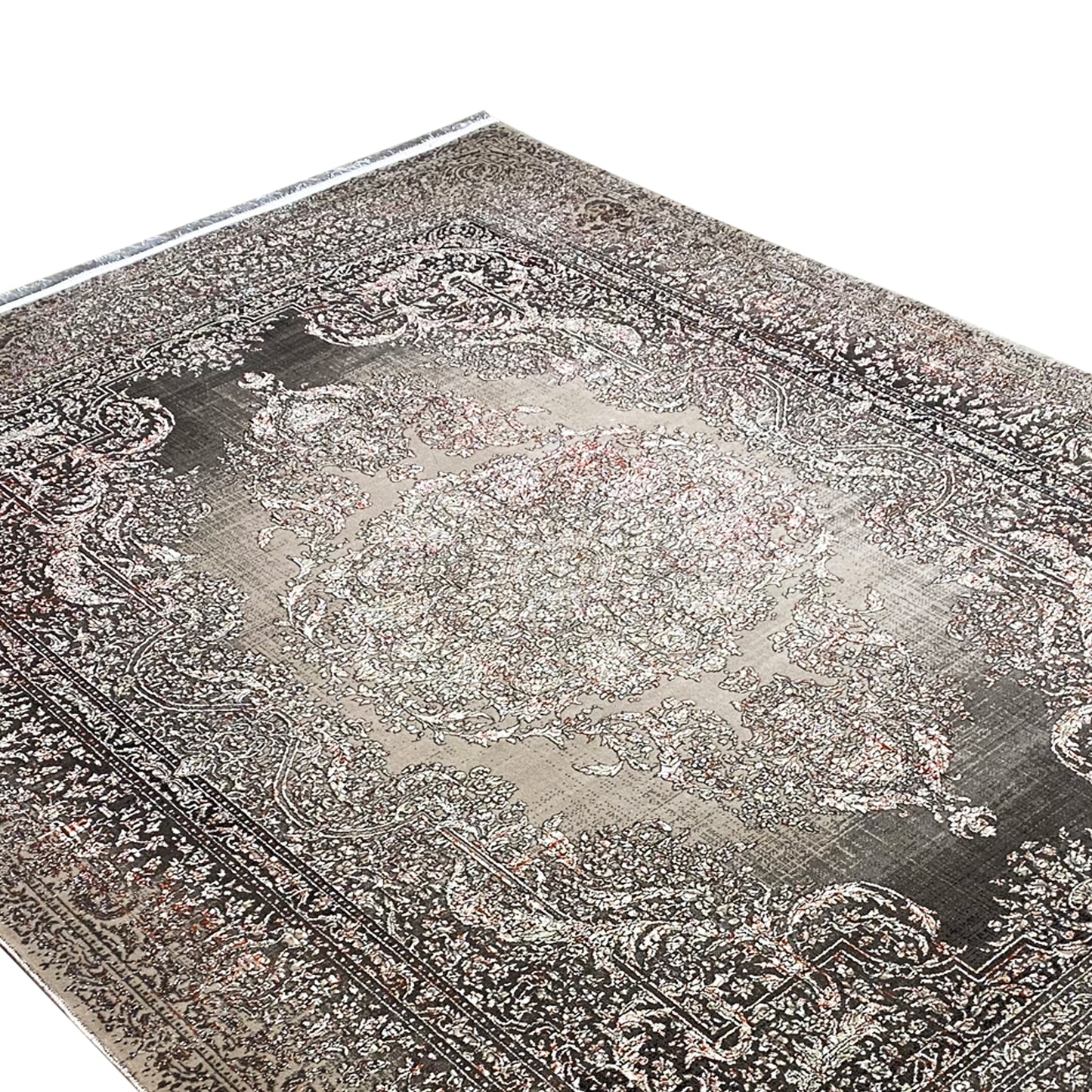 Silber-Maroon Teppich 170x240cm