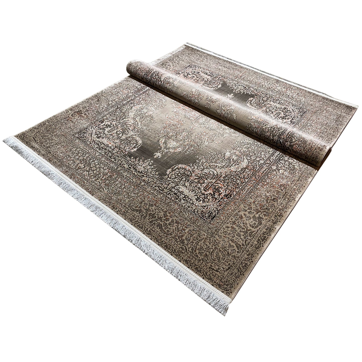 Silber-Maroon Teppich 170x240cm
