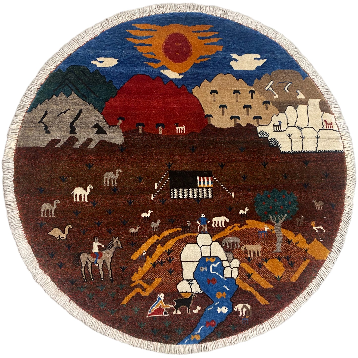 Gabbeh Tapijt Bruin, 107x107 cm