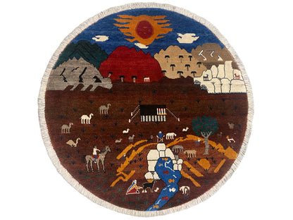 Gabbeh Tapijt Bruin, 107x107 cm