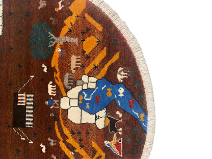 Gabbeh Tapijt Bruin, 107x107 cm