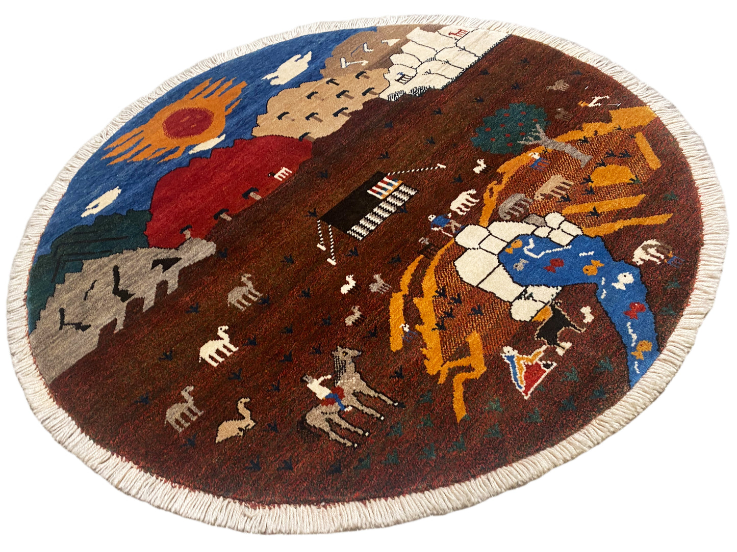 Gabbeh Tapijt Bruin, 107x107 cm