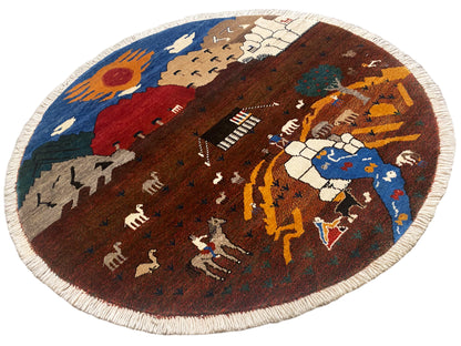 Gabbeh Tapijt Bruin, 107x107 cm