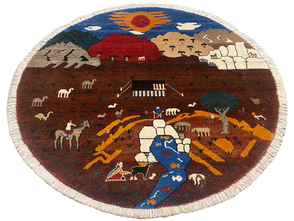 Gabbeh Tapijt Bruin, 107x107 cm