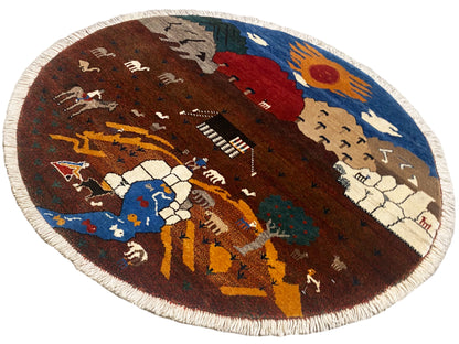Gabbeh Tapijt Bruin, 107x107 cm
