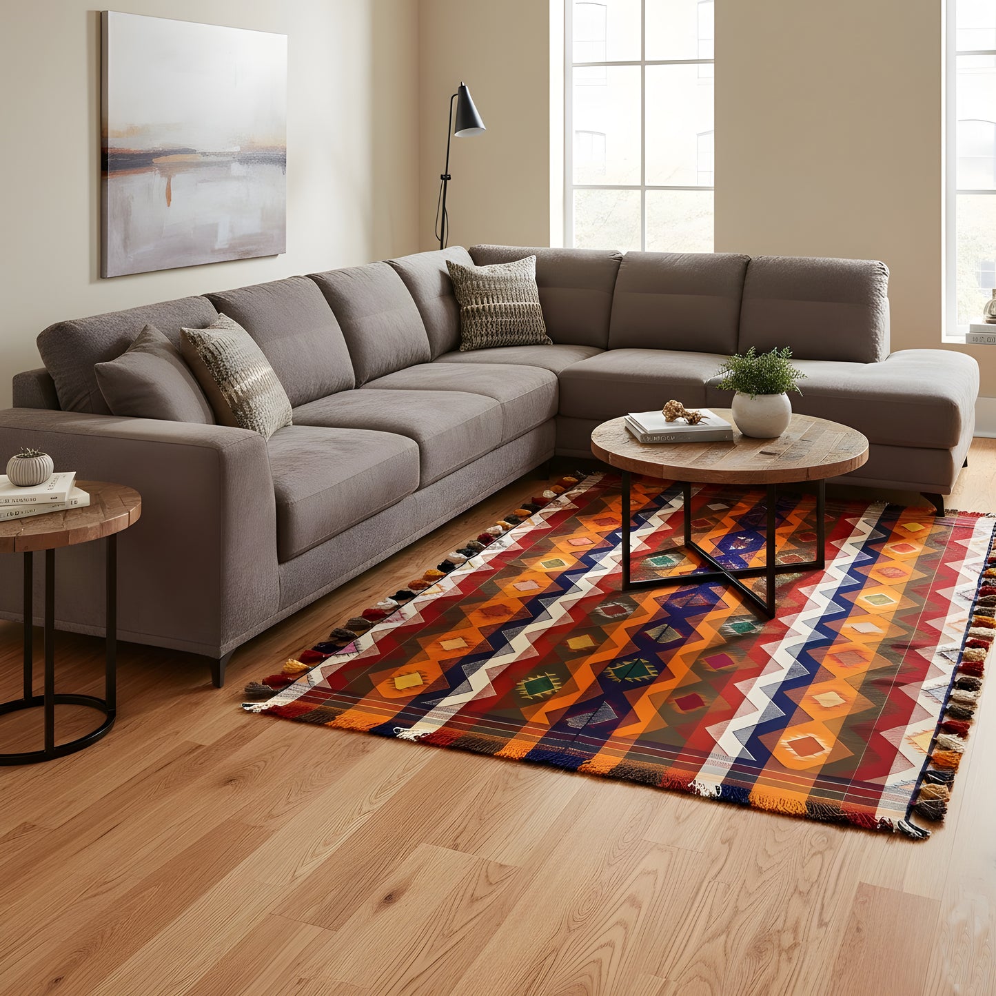 Schlafzimmer Handgewebter Jajim Wollteppich Ethno