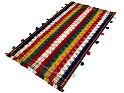 Schlafzimmer hochwertiger Jajim Teppich aus Wolle im Zickzackdesign