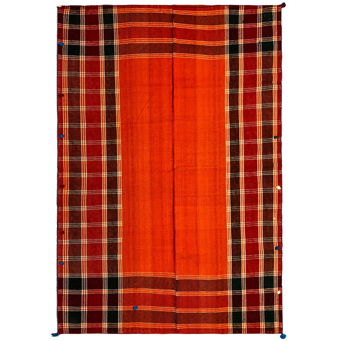 Wohnzimmer Jajim Teppich orange handgewebt mit traditionellem Karomuster