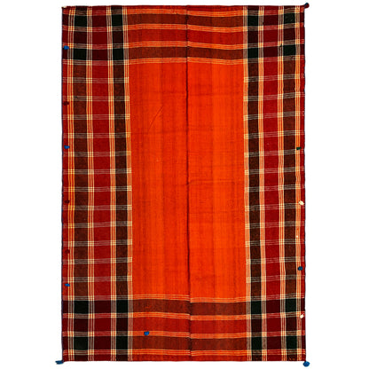 Wohnzimmer Jajim Teppich orange handgewebt mit traditionellem Karomuster