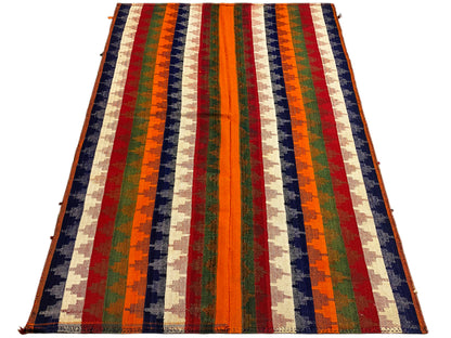 Esszimmer Jajim Teppich in Multicolor mit traditionellem Streifenmuster