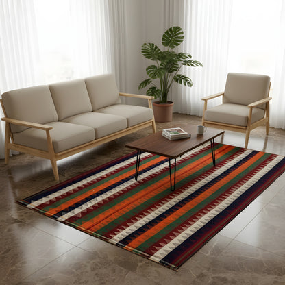 Schlafzimmer Multicolor Jajim Wollteppich im lebhaften Boho-Stil