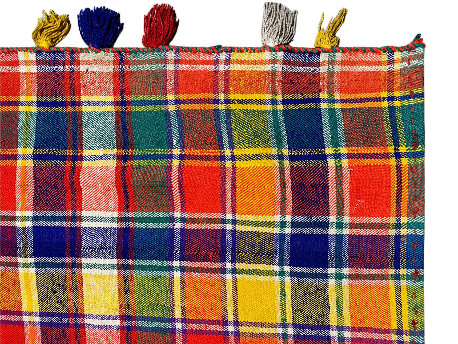 Salon farbenreicher Jajim Teppich aus Wolle mit Karo-Struktur