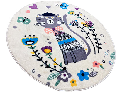 Rond kinderkleed Kat, wit, 100 cm