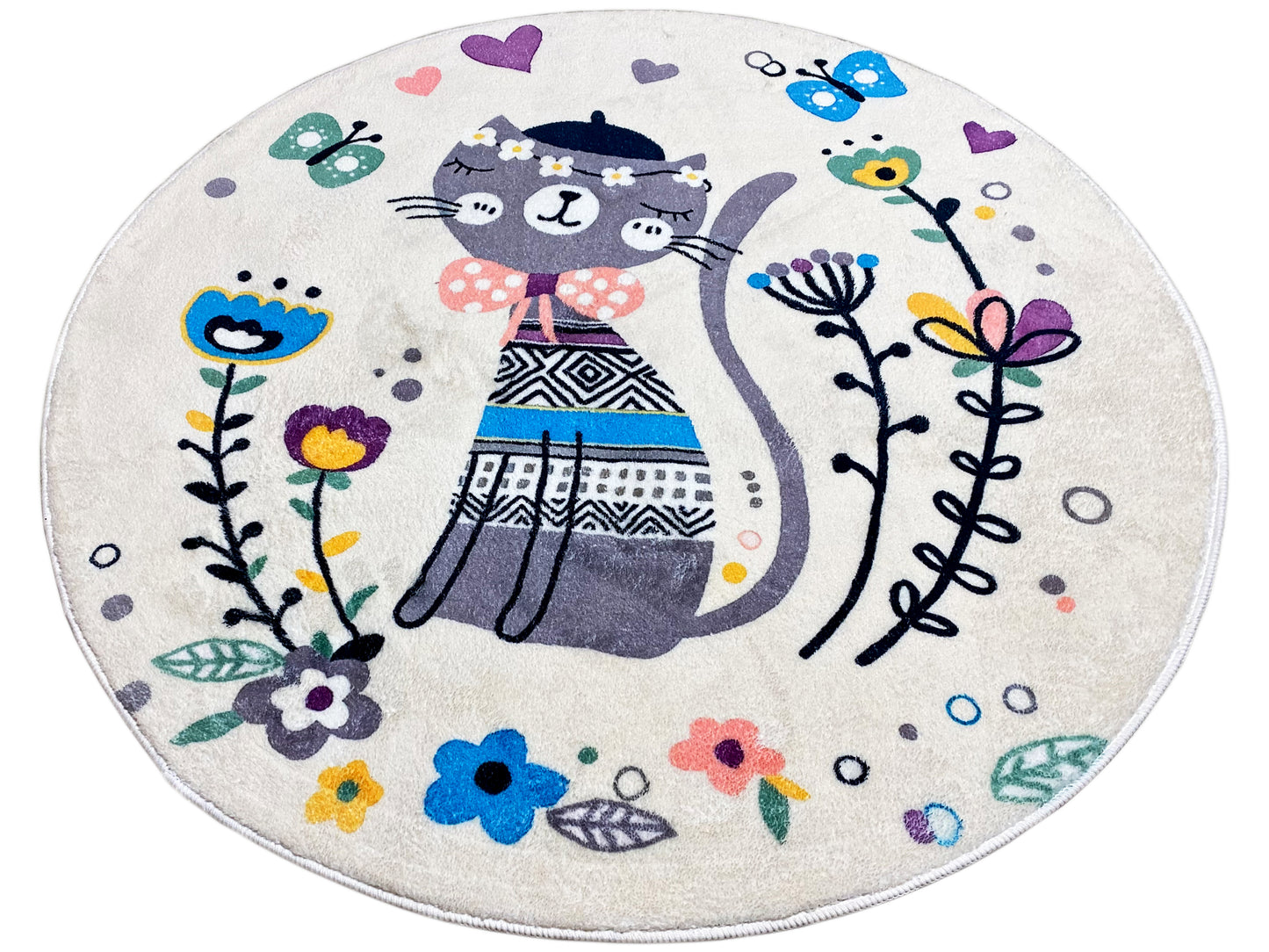 Rond kinderkleed Kat, wit, 100 cm
