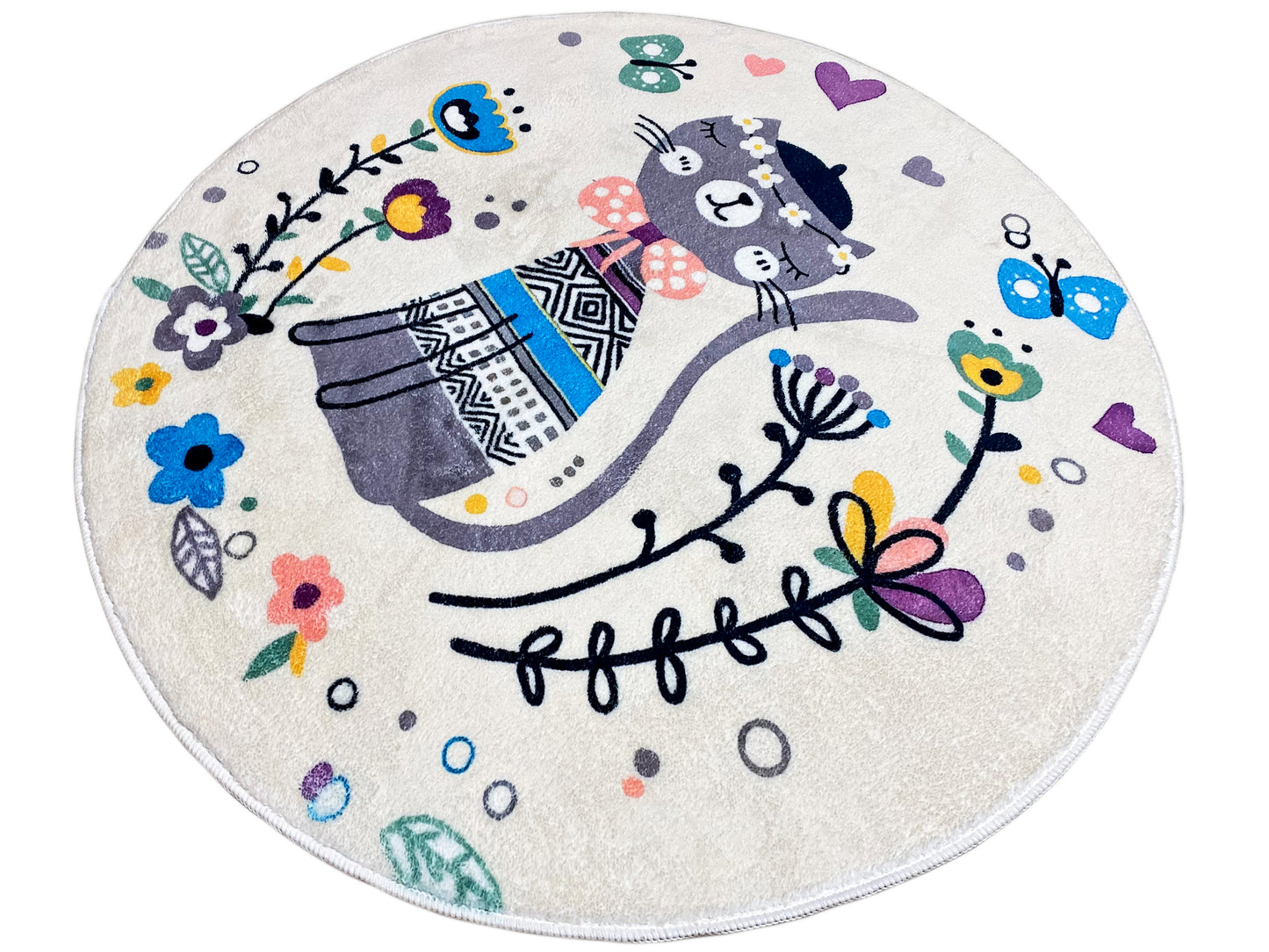 Rond kinderkleed Kat, wit, 100 cm
