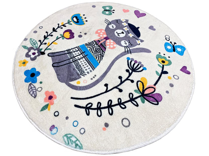 Rond kinderkleed Kat, wit, 100 cm