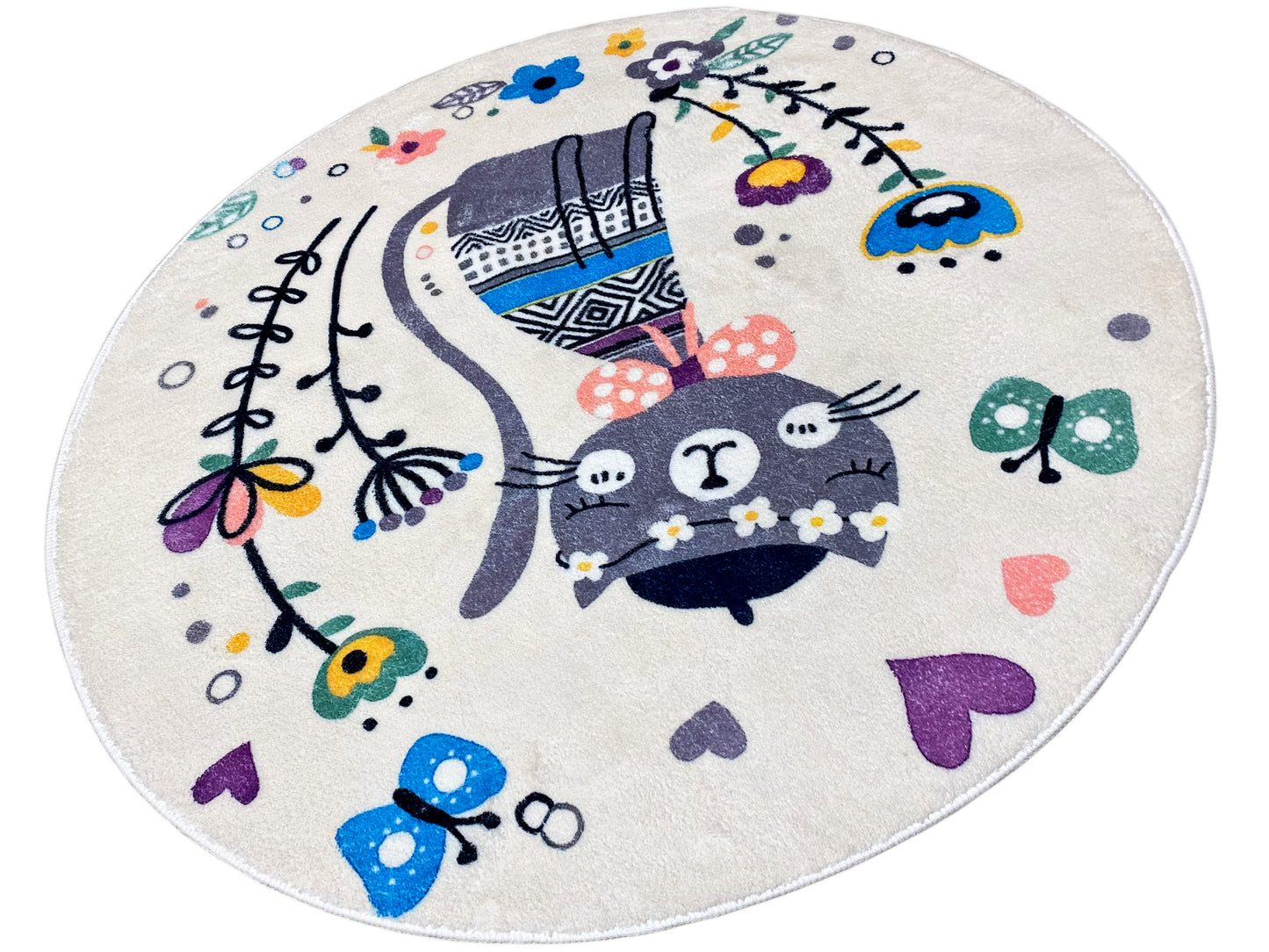 Rond kinderkleed Kat, wit, 100 cm