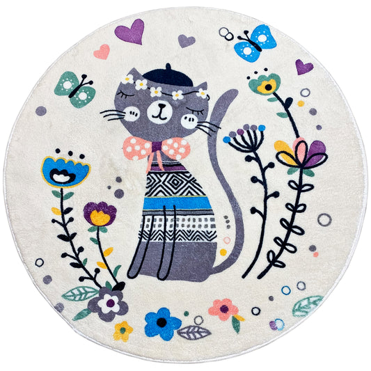Rond kinderkleed Kat, wit, 100 cm