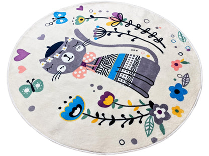 Rond kinderkleed Kat, wit, 120 cm