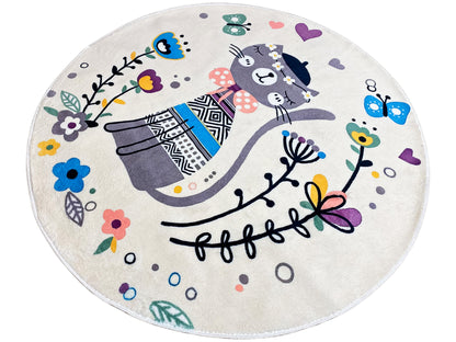 Rond kinderkleed Kat, wit, 120 cm