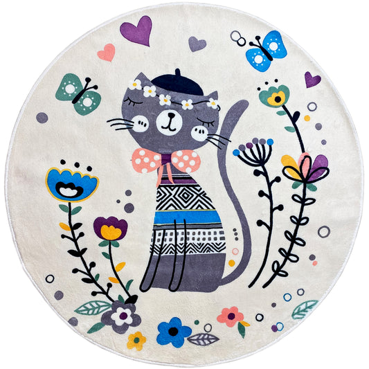 Rond kinderkleed Kat, wit, 120 cm