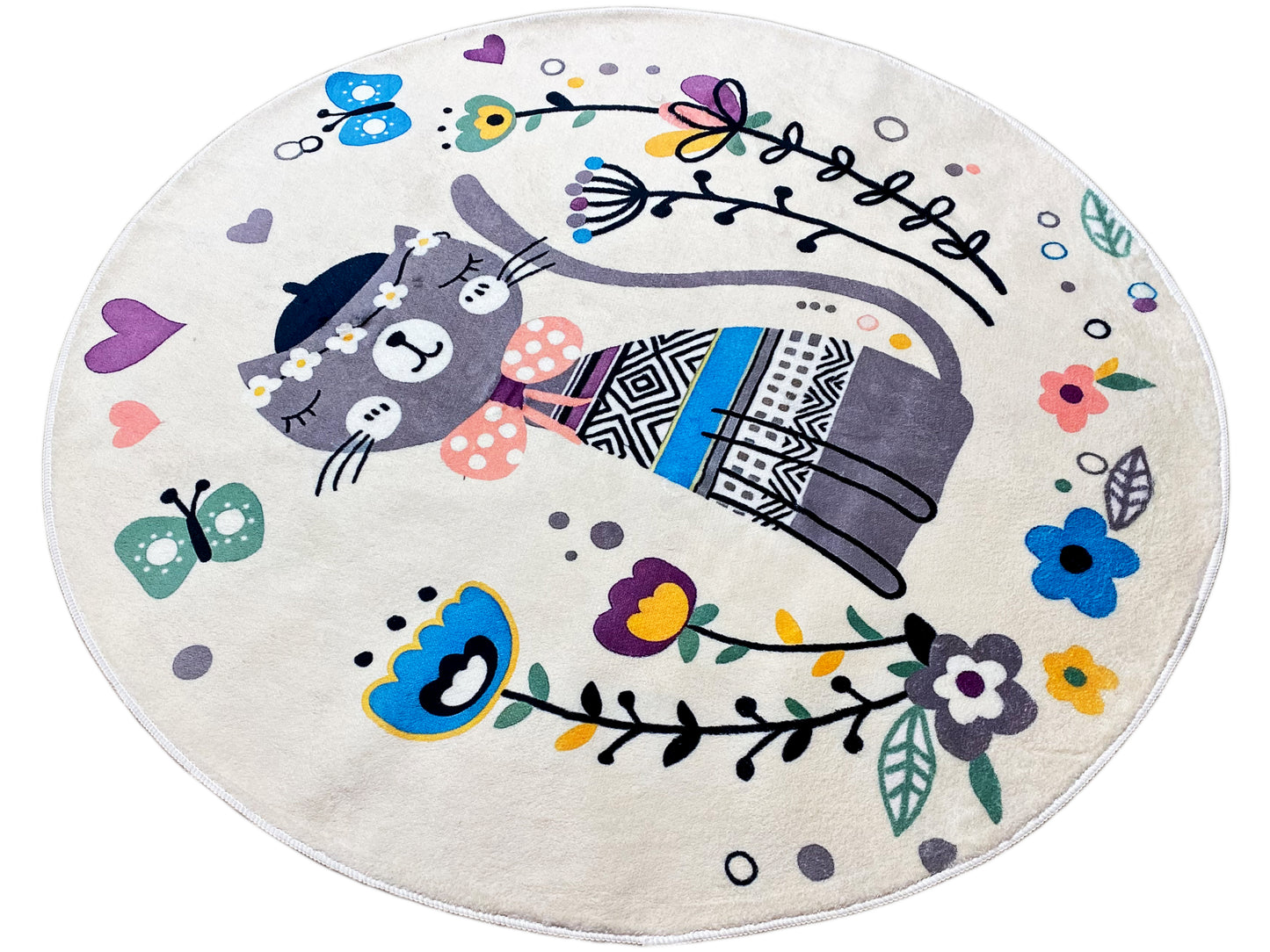 Rond kinderkleed Kat, wit, 160 cm