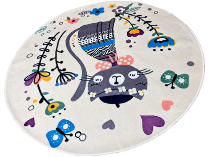 Rond kinderkleed Kat, wit, 160 cm