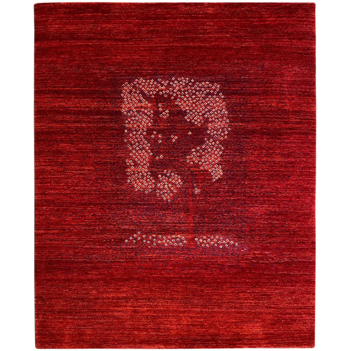 Rode Gabbeh-Luri-vloerkleed met decoratief medaillonmotief in een licht patroon