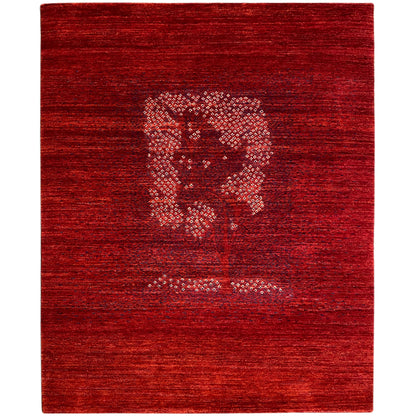 Rode Gabbeh-Luri-vloerkleed met decoratief medaillonmotief in een licht patroon