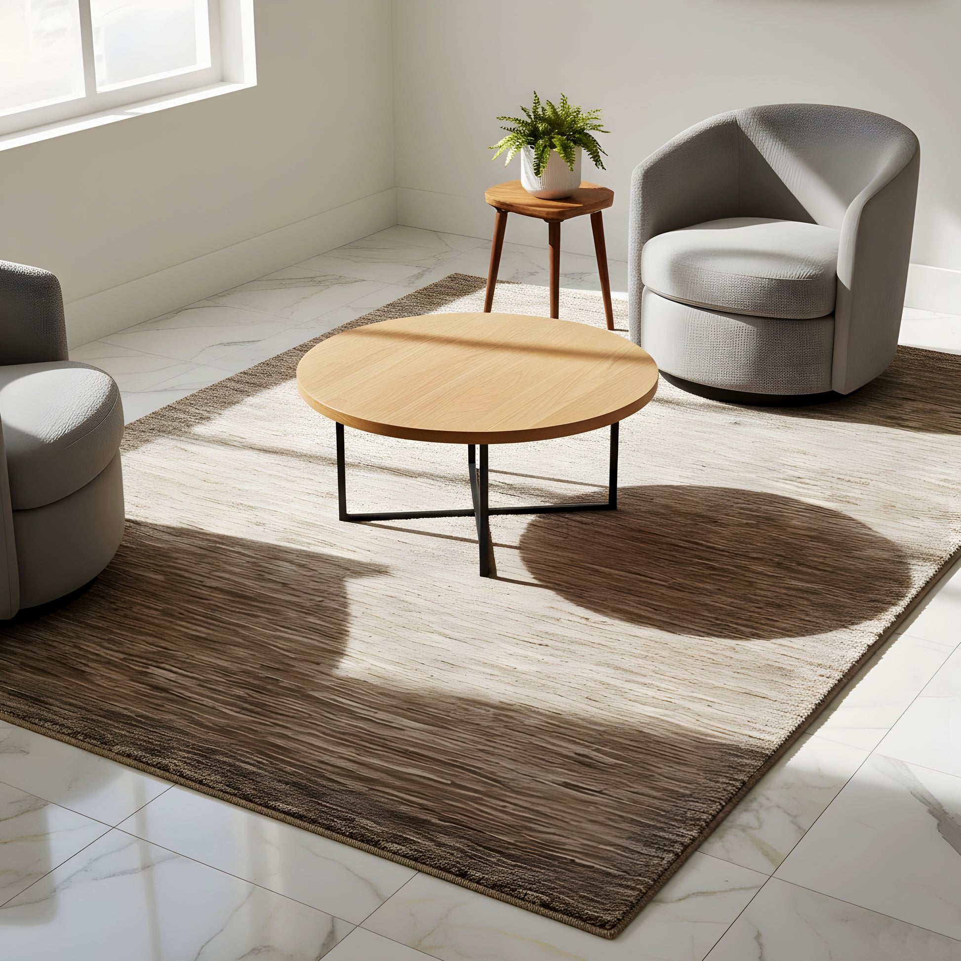 Wohnzimmer Handgeknüpfter Gabbeh Teppich in Braun aus reiner Wolle