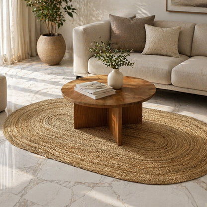 Wohnzimmer-Natural jute teppich oval small size boho eco friendly rug