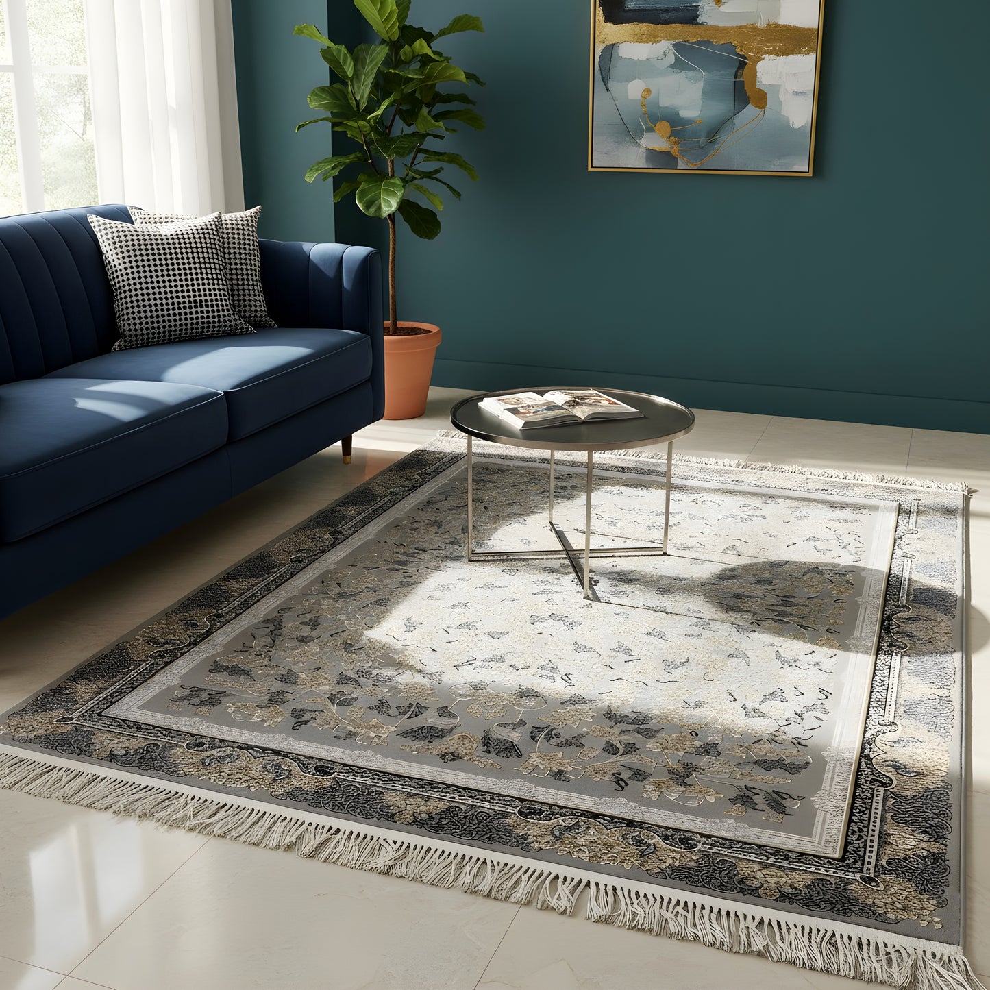 Rom Bloemen Medaillon Tapijt 160x230